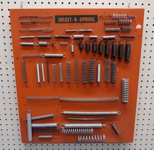 lot 1072 image: Vintage Select-a-Spring Metal Store Display Panel w Springs