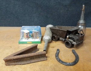 lot 1083 image: Mobiloil AF Oil Bottle Spout Says Property of Vacuum Oil Co, Metal Dump Truck and More