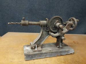 lot 1105 image: Antique Champion Blower Forge Drill Press - Measures about 28 Long