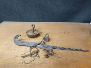 lot 1111 image: Vintage Chatillion New Your Balance Scale w Weight and More