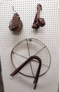 lot 1117 image: Hudson MFG Co. Minneapolis MN Pulley, Cultivator Steel Wheel and Pulley
