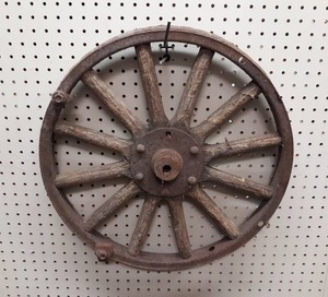 lot 1118 image: Antique Wood Spoke Rim - about 21 Diameter x 2-14 Wide