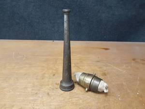lot 1187 image: Brass Fires Hose Nozzle and Coupler - Nozzle is about 11-12 Tall