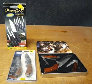 lot 1203 image: Timber Wolf Knife Kit, Sheffield Knives and Shappu2000 Knife Set