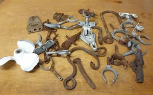 lot 1213 image: Lot of Antique Hooks, Hardware, Latches and More - Great for someone who makes metal sculptures