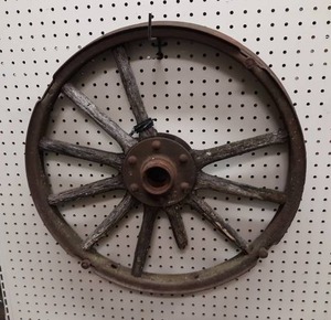 lot 1309 image: Antique Wood Spoke Wheel - About 22-12 Diameter