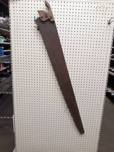 lot 1324 image: Large Antique Saw - Overall about 52 Long