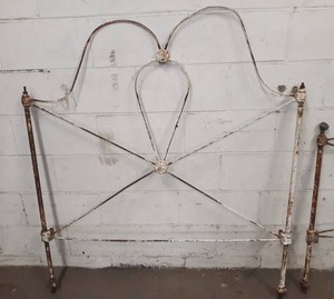 lot 1331 image: Antique Iron Headboard and Footboard