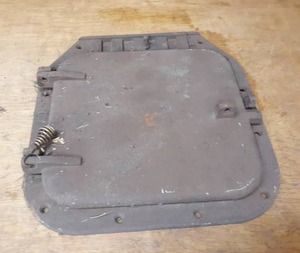 lot 1345 image: Antique Cast Iron Wood Stove Door - About 15 x 14