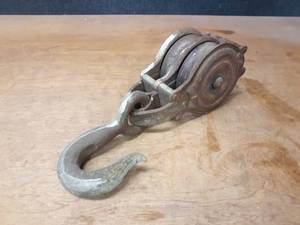 lot 1359 image: Large Antique Steel Pulley - Overall about 15 x 6 x 4