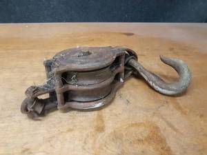 lot 1362 image: Large Antique Steel Pulley - Overall about 15 x 6 x 4