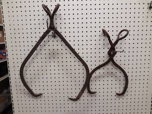 lot 1367 image: Lot of (2) Antique Ice  Hay Tongs - Overall Lengths are 22 and 16
