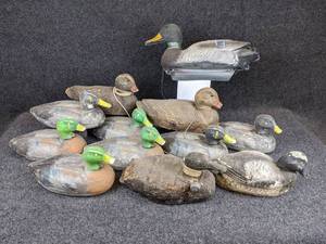 lot 1227 image: Lot of 12 Vintage & Antique Carry-Lite Duck Decoys - Plastic, Cork, Styrofoam, and Canvas. See pictures for details.