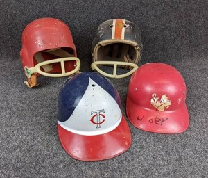 lot 1237 image: Lot of 4 Vintage Football and Baseball Helmets - Includes Minnesota Twins