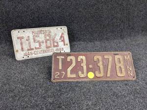 lot 1263 image: Pair of License Plates - 1927 and 1949
