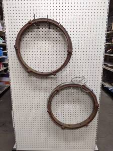 lot 1297 image: Pair of Woodless Wood Spoke Wheel Rims - 19-12 Outer Diameter