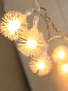 1pc 3m String Light With 20pcs Fuzzy Ball Shaped Bulb