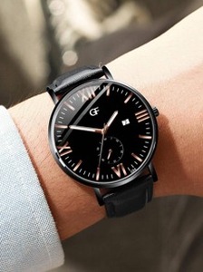 Men Simple Round Pointer Quartz Watch