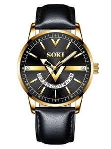 Men Round Pointer Date Quartz Watch