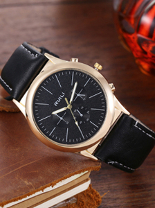 1pc Men Round Pointer Quartz Watch & 2pcs Bracelet