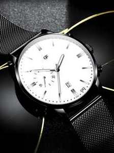 Men Mesh Strap Round Pointer Quartz Watch