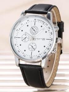 1pc Men Triple Dial Date Quartz Watch & 3pcs Bracelet