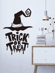 1pc Halloween Slogan Graphic Wall Sticker