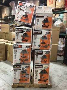 lot 16 image: Pallet with assorted Ridgid Shop Vacs various models and conditions see pictures