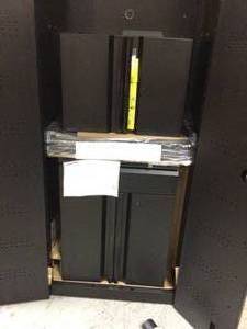 lot 19 image: Husky 3-Piece Regular Duty Welded Steel Garage Storage System in Black (54 in. W x 75 in. H x 19 in. D) damaged see pictures