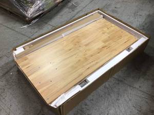 lot 37 image: Husky 52 in. Adjustable Height Work Table with 2-Drawers in White not used see pictures