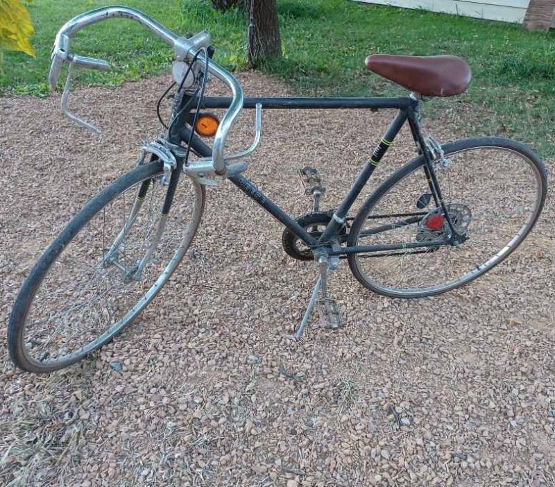 Vintage John Deere 10 Speed Bicycle Tires are Flat and Brakes are Not Working AUCTION EXTENDED 16 Foot Aluminum Boat Shore Land r Trailer and 50 hp. Mercury Outboard Vintage J.D. Manure Spreaders New ...