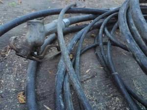 lot 42 image: Pressure Washer Hose, Gas Barrel Hose, and Approx. 25-feet of Welder Extension Cord