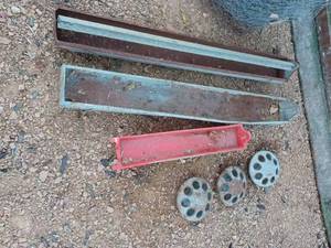 lot 74 image: Home Made Wooden Chicken Nest, 6Chicken Feeders, and a Partial Roll of Chicken Wire