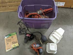 Box of Misc. Electical Cords, Light...