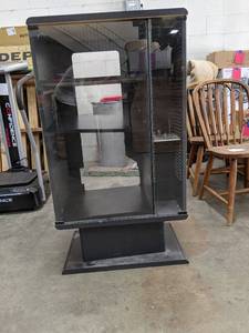 Black Entertainment Cabinet With Storage & Glass Front Closure