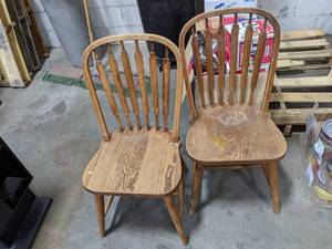 (2) Wood Dining Chairs See Photos