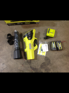 40V HP Brushless Whisper Series 190 MPH 730 CFM Cordless Battery Jet Fan Leaf Blower with (2) 4.0 Ah Batteries & Charger by RYOBI Customer Returns See Pictures