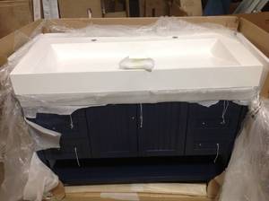 Pavia 48 in. Bath Vanity in Blue with Acrylic Vanity Top in White with White Basin by ROSWELL  Customer Returns See Pictures