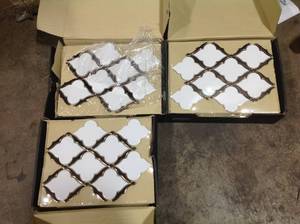 Lot of 3 Victorian Light Arabesque 14.13 in. x 10.59 in. x 8 mm Glossy Porcelain Mosaic Tile (10.4 sq. ft.  case) by MSI Customer Returns See Pictures