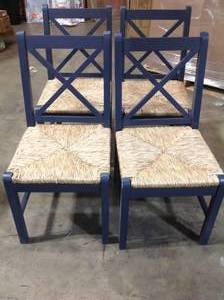 Dorsey Midnight Blue Wood Dining Chair with Cross Back and Rush Seat (Set of 2) (17.72 in. W x 35.43 in. H) by Home Decorators Collection Customer Returns See Pictures