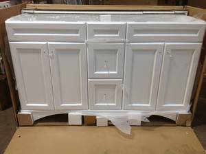 Talisa 60 in. W Bath Vanity in White with Marble Vanity Top in White with Square Basin by Virtu USA Customer Returns See Pictures