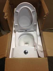 Ivy 1-Piece 0.81.28 GPF Dual Flush Elongated Toilet in White by Swiss Madison Customer Returns See Pictures