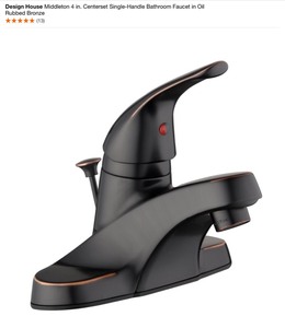 lot 1 image: Design House Middleton 4 in. Centerset Single-Handle Bathroom Faucet in Oil Rubbed Bronze. See Pictures
