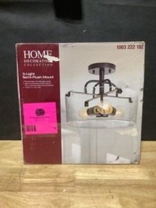 lot 2 image: Home Decorators Collection Shirwell 3-Light Bronze Semi-Flush Mount with Clear Glass Shade. See Pictures