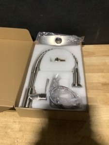 lot 6 image: ELLO&ALLO Single-Handle Pull-Down Sprayer Kitchen Faucet with Deck Plate in Stainless. See Pictures
