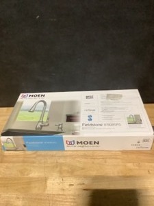 lot 15 image: MOEN Fieldstone Single-Handle Pull-Down Sprayer Kitchen Faucet with Reflex and Power Clean in Spot Resist Stainless. See Pictures