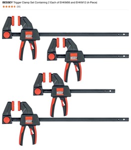 lot 21 image: BESSEY Trigger Clamp Set Containing 2 Each of EHKM06 and EHKM12 (4-Piece). See Pictures