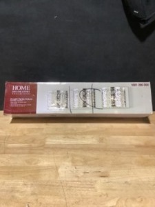 lot 28 image: Home Decorators Collection Carterton 3-Light Chrome Vanity Light with Crystal Accents. See Pictures