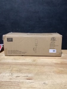 lot 52 image: World Imports Monroe Collection Satin Gold Sconce with White Fabric Shade. See Pictures