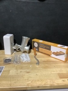lot 70 image: Natural Bamboo In-Drawer Knife Block & Weston Meat Grinder. See Pictures
